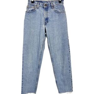 VTG Levi's 550 Womens 28x27 Sz 9 L Relaxed Tapered High Rise Jeans Denim Raw Hem
